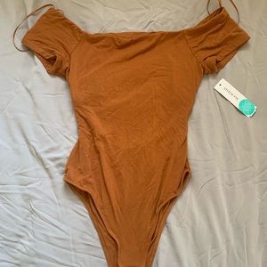 Lush Sammi Cut Out Bodysuit, S, Burnt Orange